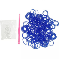 Резиночки для плетения 9х14см 200шт с крючком и зажимами синие TZ2371