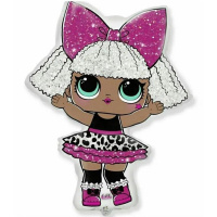 Шар воздушный 33см(13") на палочке "Мини. Кукла Лол. Роскошная Дива" фольга 902788