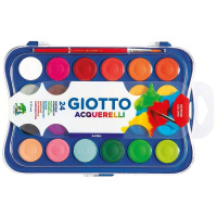 Краски акварельные 24 цвета "Giotto" с кисточкой, пластиковая упаковка 352600