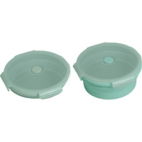 Ланчбокс 0,55л 140х65мм складной круглый, силикон, мятный 8090430