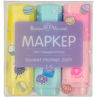 Набор маркеров текстовыделителей "Sweet zefir" 3шт, пастель, клинов.наконечник, толщина линии 1-5 мм