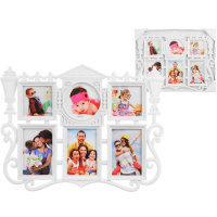 Рамка для фото 38х49см пластик, 6 фотографий, белая Y5445-17