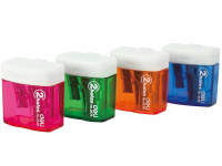 Точилка 2 отв. "Deli" с контейнером, пластик, цвет ассорти Е0576