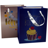 Пакет подарочный "С Днем рождения" 18х23х10см 4 вида 11554-24