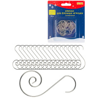 Набор металлических крючков 5х2,5см 20шт. для ёлочных украшений, серебристые НУ-6172