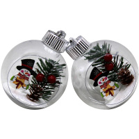 Набор шаров 80мм 2шт прозрачный "Снеговик" Y9917-24