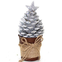 Украшение настольное "Шишка" 20см серебро Y5294-17