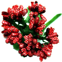 Цветок декоративный Ландыш 2см красный 12шт/уп. Y3916-16