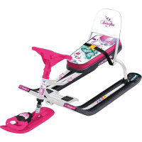 Снегокат "Тимка Спорт 4. Бабочки" 290мм, со спинкой, белый/чёрный/розовый ТС4/Б
