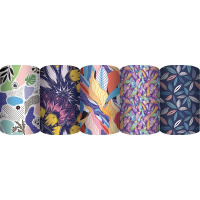 Бумага упаковочная 70см х 1м "Пестрые листья" мелованная глянцевая 5 дизайнов ZUGP-UG2-R-710