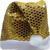 Колпак Деда Мороза 28х37см с блестящими ромбиками, золото Y10230-24