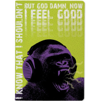 Тетрадь А5 40л клетка "Gorillas and music" прошитый блок матовая ламинация 7-40-001/49