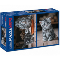 Пазлы 500+500 эл. "Premium. 2 картинки в 1 коробке. Котиков много не бывает" 34х46см 060469