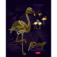 Тетрадь А5 48л клетка "Фламинго" на скобе 3D фольга матовая ламинация 5 дизайнов 063154