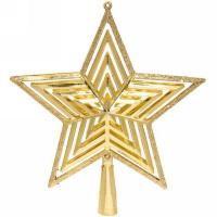 Верхушка на елку Звезда 20см золото пластик Y8303-19
