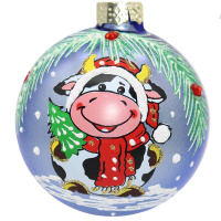 Шар 85мм "Коровка морозная" в подарочной упаковке КУ-85-202030