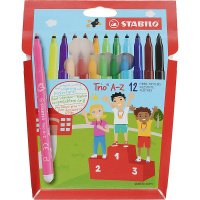 Фломастеры 12 цветов "Trio A-Z" смываемые, картон 378/1-12-01