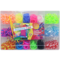 Набор д/плетения "Резиночки" 1400шт, с крючком и зажимами 19х13см, пластик TZ2365