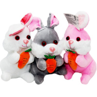 Заяц с морковкой 17см 2 цвета 722-8