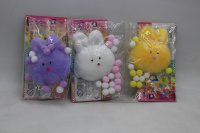 Игрушка-антистресс сквиш "Зайчик" 7х5см с помпонами, 3 цвета С-45122