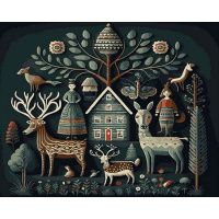 Живопись по номерам (акрил) 40х50см "Животные и люди" сложность 3, холст на подрамнике OK11346