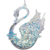 Ёлочное украшение "Лебедь" 10х8см, акрил, прозрачное с блестками Y9853-24
