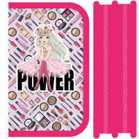 Пенал "Girl power" 19х10,5х5см, прямоугольный, двухстворчатый, печать на ткани ПО-49