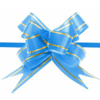 Бант-бабочка 9см 1шт голубой 586гол 2,3*46см