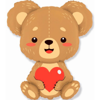 Шар воздушный 84см(33") Фигура "Плюшевый мишка с сердцем" фольга 901856