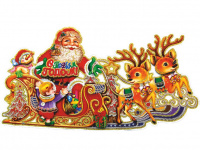 Панно "Дед Мороз на оленях" 78х45см Y2192-15/83-11