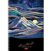 Тетрадь А4 96л клетка "Золотые склоны гор" на спирали,3D фольга перфорация на отрыв 4 дизайна 083017