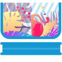 Пенал "Яркий фламинго" 20х13х3см прямоугольный одностворчатый, 2 откидные планки, ткань ПО-42