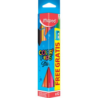 Карандаши 12 цветов "Color'Peps" трехгранные с точилкой дерево, картон 183213
