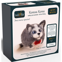 Набор для валяния "Игрушка. Котик Котя" (шерсть, игла, основа, выкройка, трафарет) WT-0116