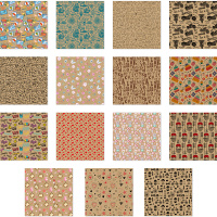 Бумага упаковочная 70см х 1м "Ассорти" двухсторонняя крафт 15 дизайнов KWP-06/01