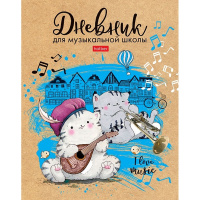 Дневник для музыкал.школы А5 "Приключения кота Пирожка" твердый переплет 2-цветный блок 078454