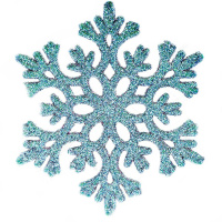 Набор новогодних украшений Снежинка 11см, 2шт/уп, с блестками, голубой Y391-13