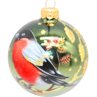 Шар 80мм "Сказочный снегирь 1" в подарочной упаковке КУ-80-214009