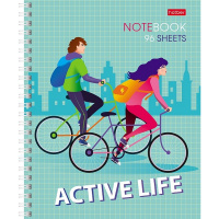 Тетрадь А5 96л клетка "Active life" на спирали матовая ламинация 4 дизайна 080268