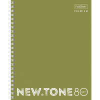 Тетрадь А5 80л клетка "NEWtone Pastel Олива" 80гр/м2 на спирали глянцевая ламинация 067712