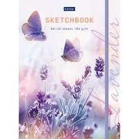 Скетчбук А5 14,5х21см 80-50л 100г/м2 "Нежность" на закрытом гребне, на резинке, твердая обложка