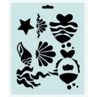 Трафарет пластиковый 25,5х20,5см, рыбки, ракушки DK28022