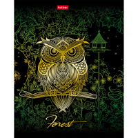 Тетрадь А5 48л клетка "Золотые совушки" на скобе 3D фольга матовая ламинация 5 дизайнов 047156