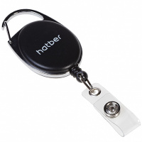 Держатель-рулетка для бейджа 75см черный, петелька, карабин, в блистере NB_079247