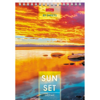 Блокнот А5 80л "Прекрасные закаты" клетка на спирали, жесткая подложка, 2 дизайна 076922