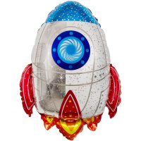 Шар воздушный 33см(13") на палочке "Мини. Ракета" с клапаном, фольга 190880