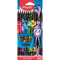 Карандаши 12 цветов "Color'Peps Black Monser" трехгранные пластиковые картон 862612