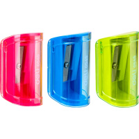 Точилка 1 отв. "Deli" с контейнером, пластик, цвет ассорти E0545