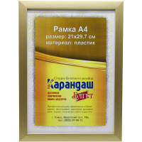 Рамка для фото 21х29,7см пластик, золото матовое 20мм