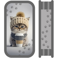 Пенал "Котенок в шапке" 19х10,5х3см, прямоугольный, двухстворчатый, SOFT ткань ПО-901